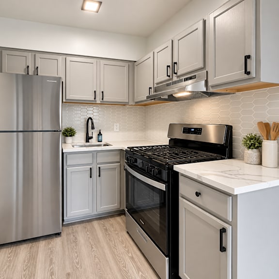 modern kitchen at the wyman hills ahr llc apartments, baltimore, maryland