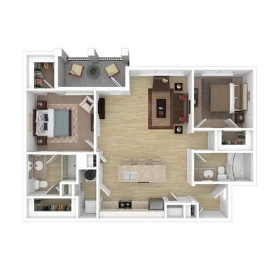 Thumbnail 2 of 2 2Bed 2Bath C Floorplan at Citadel at Westpointe Apartments, San Antonio, 78245
