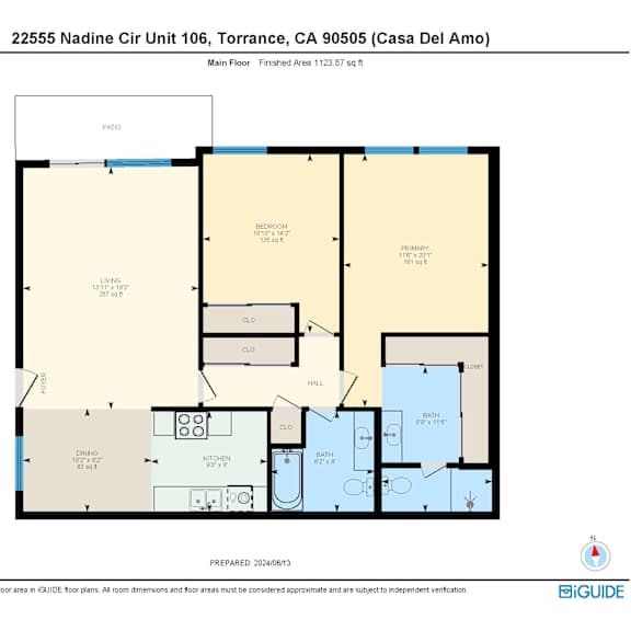 Thumbnail 2 of 6 Unit 106 floor plan at Casa Del Amo Apartments, Torrance California