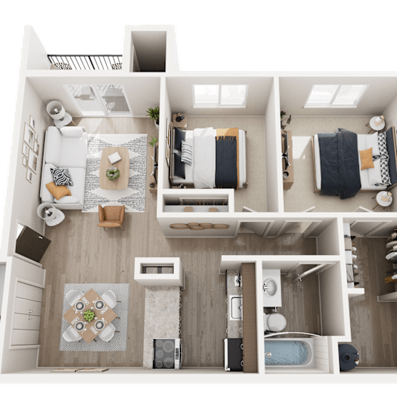 Thumbnail 1 of 2 2BWDH Floor Plan at Woodland Villa Apartments, Westland, Michigan