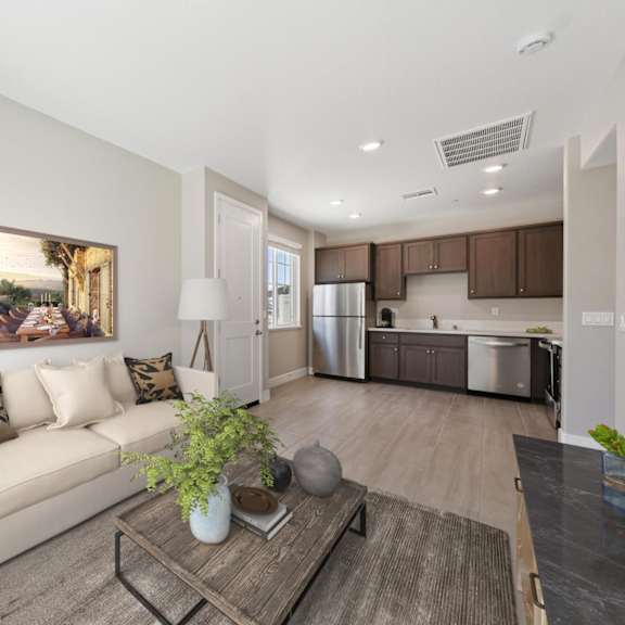 a living room with a couch at montessa apartments, vacaville, ca