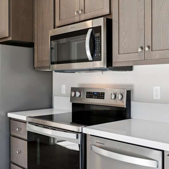equipped kitchen at montessa apartments, vacaville, ca, 95687