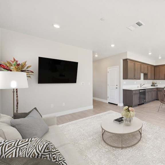 living room come kitchen at montessa apartments, vacaville, ca