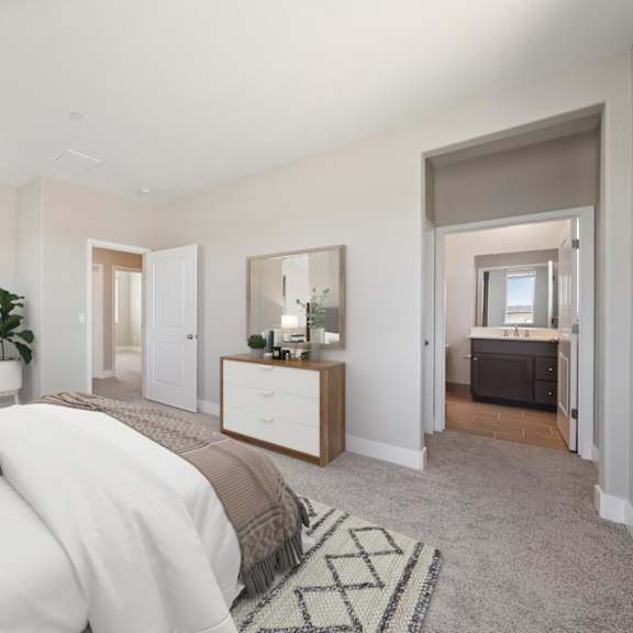 a bedroom with a large bed at montessa apartments, vacaville, california