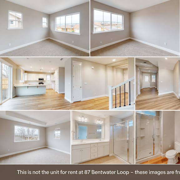 a collage of images showing different rooms of a model home.
