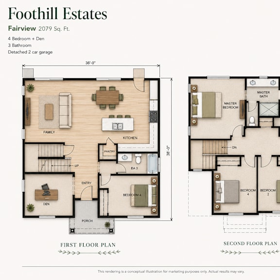 a floor plan for the foothill estates fairview 2079 sq. ft. property.