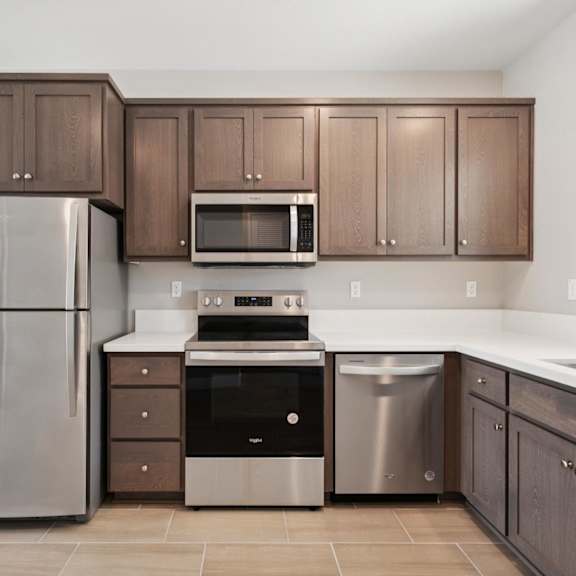 fully equipped island kitchen at montessa apartments, vacaville, ca