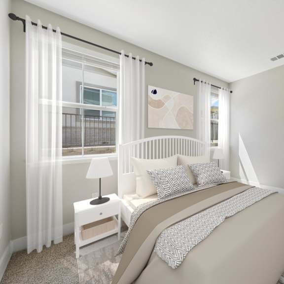 a bedroom with a window at montessa apartments, vacaville, 95687