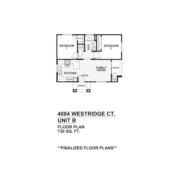 a drawing of a floor plan for a unit labeled b.