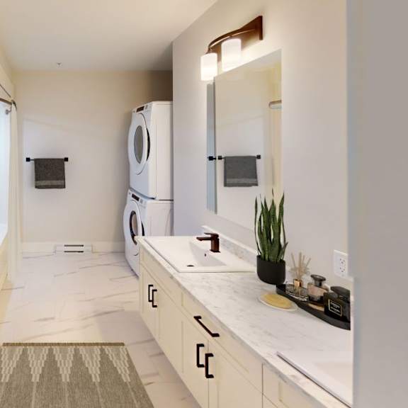 a white bathroom with a toilet, sink, and mirror.