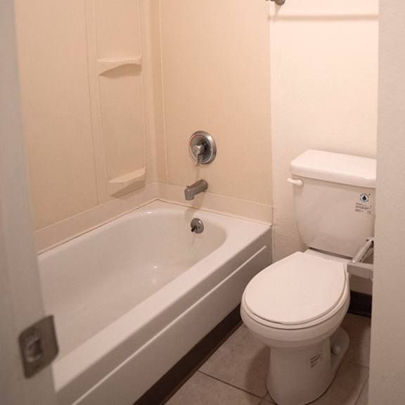 a white toilet sits next to a bathtub in a bathroom.
