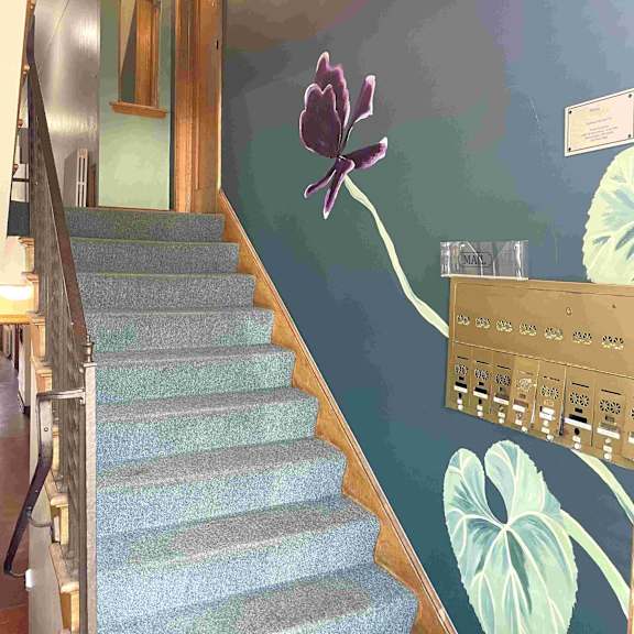 custom mural painted by the owner and her daughter.