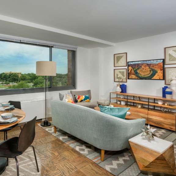 beautiful living room at the graham at southern towers, alexandria, va, 22311