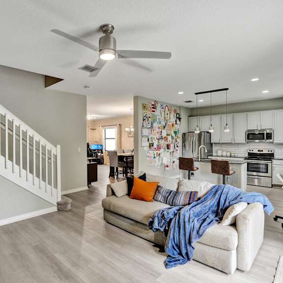 media and breakfast room with counter and chairs