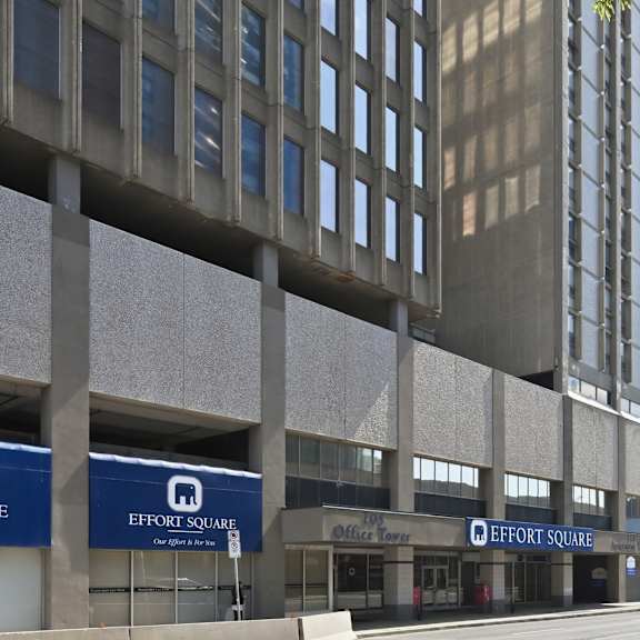 a large building with a sign that says effort square.