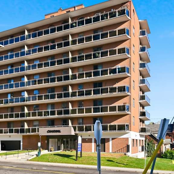 a large apartment building with a sign that says "champlain".