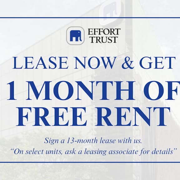 a sign advertising a free month of rent for signing a 13-month lease.