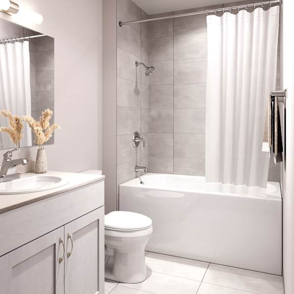 bathroom with a bathtub at the maverick apartments, kitchener, n2h 0e3
