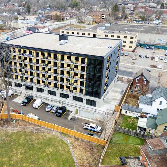 aerial view of property at the maverick apartments, kitchener, on