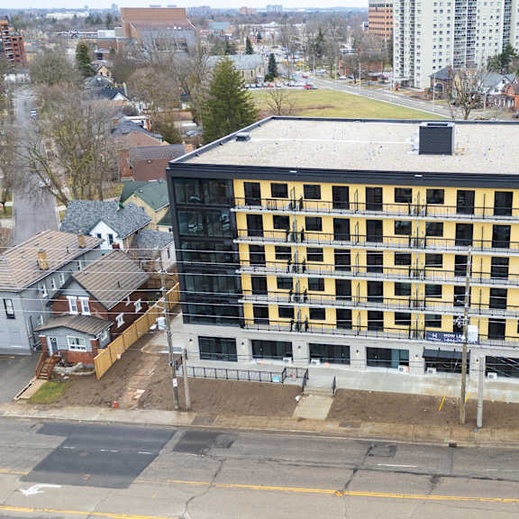 drone view of property at the maverick apartments, kitchener, n2h 0e3