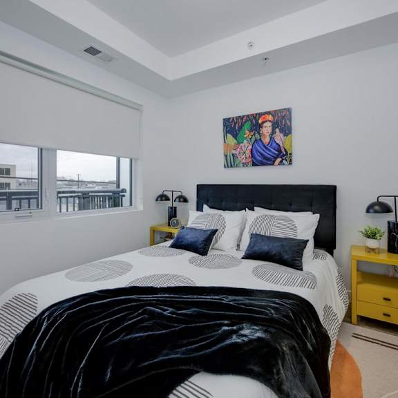 comfortable bedroom at the maverick apartments, ontario, n2h 0e3