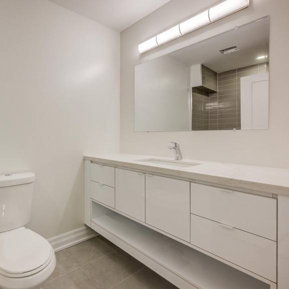 a white toilet sits next to a sink in a bathroom.