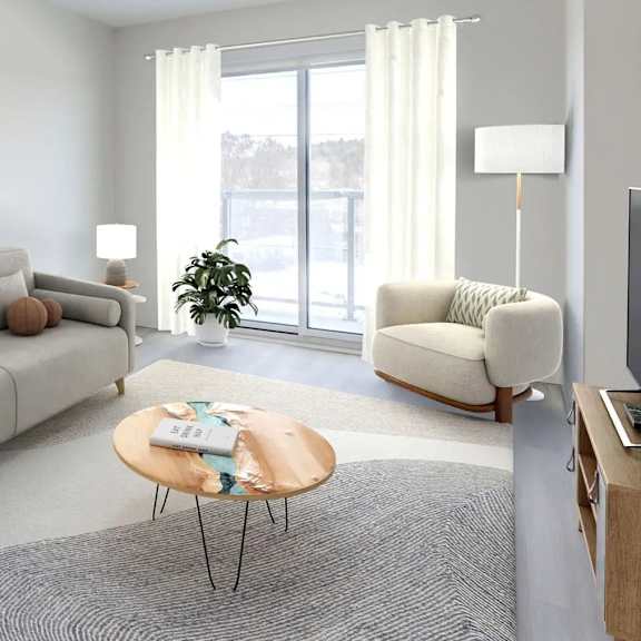 living area with tv at sylk towers, ontario, n2a 1b1