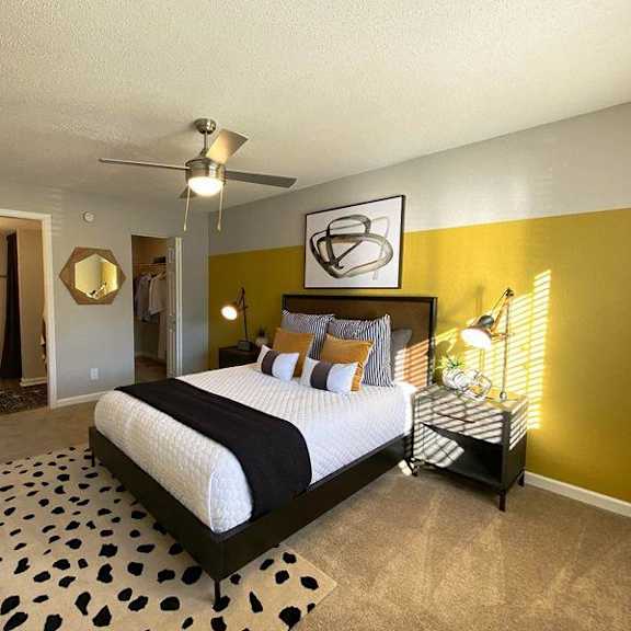 bedroom with ceiling fan at latitude at riverchase, alabama, 35216