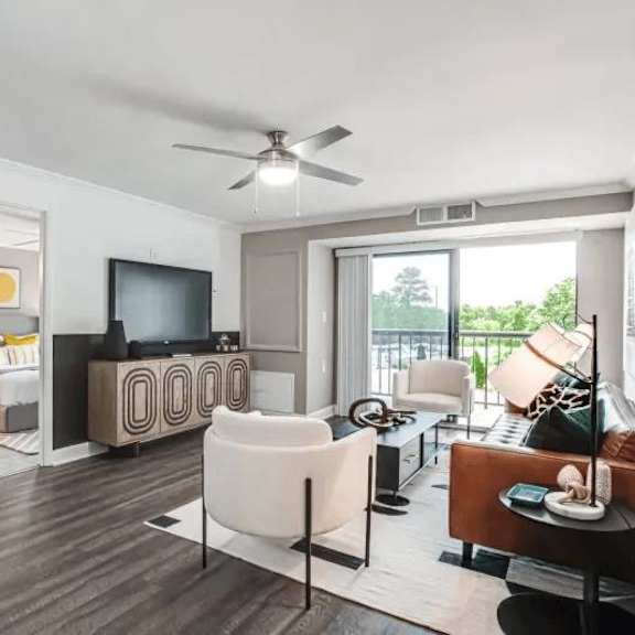 living room with tv at atler at brookhaven, atlanta, ga, 30319