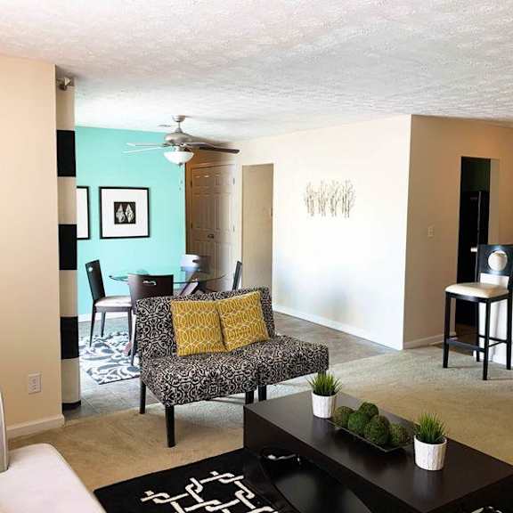 kitchen and living area at sienna ridge, atlanta, ga