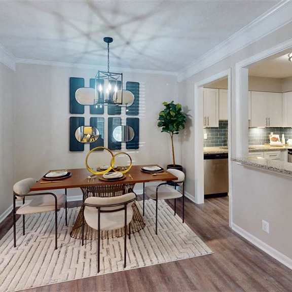 elegant dining space at vinings rivervue, atlanta, ga