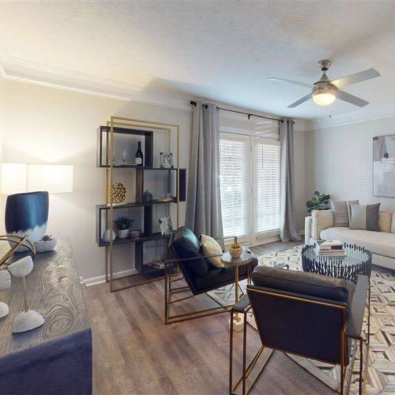 modern living room at vinings rivervue, atlanta, 30339