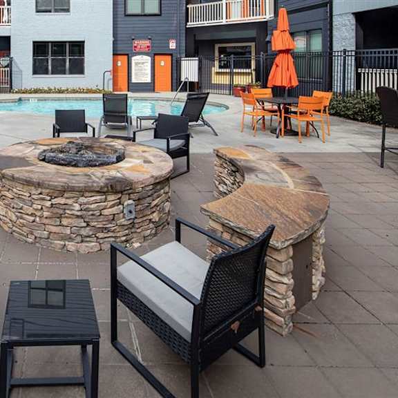 firepit patio at vue at embry hills, atlanta, georgia