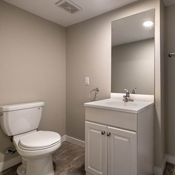 a white toilet sits next to a sink in a bathroom.
