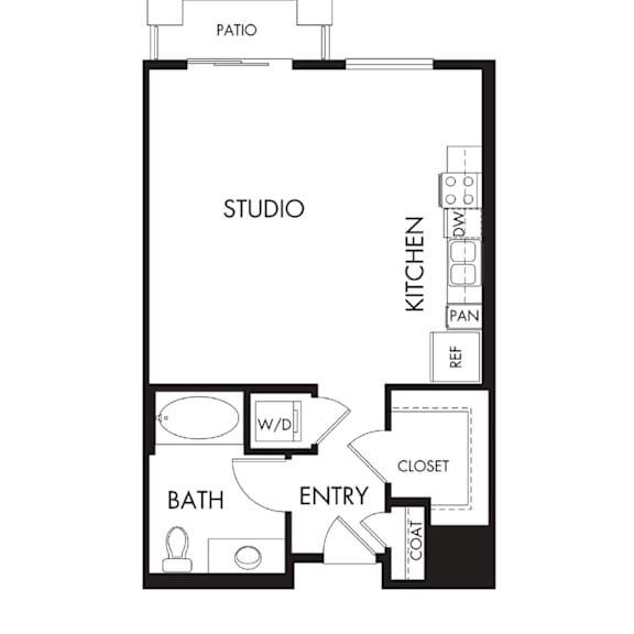Thumbnail 1 of 2 A floor plan of a house with a bathroom, kitchen, and two bedrooms.