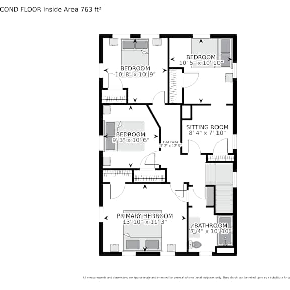 a black and white image of a floor plan for a second floor apartment.