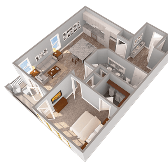 Thumbnail 1 of 8 1 bed one bath floorplan with walk-in closet at Ciel Luxury Apartments, Jacksonville, 32246