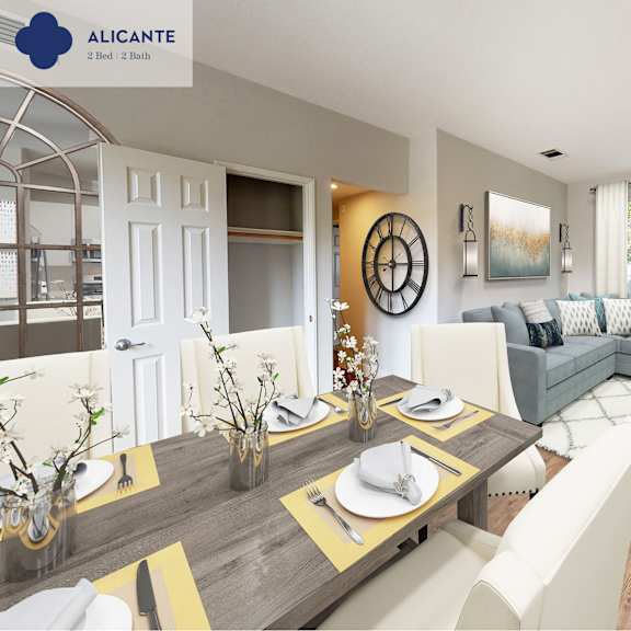 a modern dining room with a wooden table set for two at mission hills, camarillo, 93012