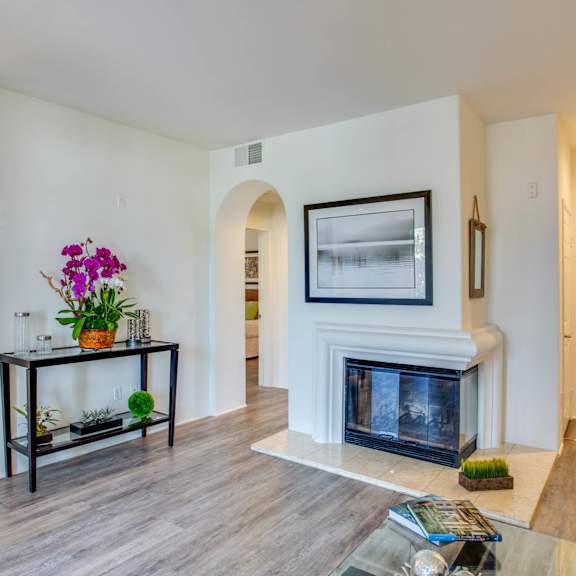 fireplace at l'estancia, studio city, california