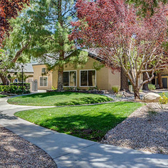 a house with a garden in front of it at mountain vista, victorville, ca
