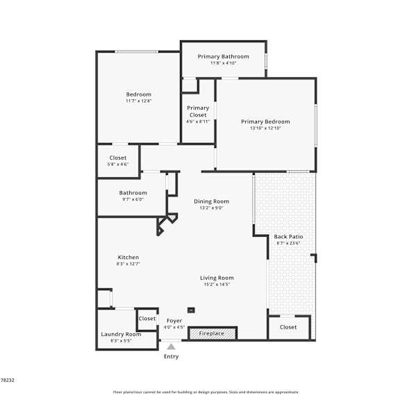 Thumbnail 2 of 2 Floor plan layout with two bedrooms and patio at Legends on the Green Apartments, Texas, 78232