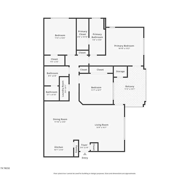 Thumbnail 2 of 2 Three bedroom floor plan with multiple bathrooms at Legends on the Green Apartments, San Antonio, TX 78232