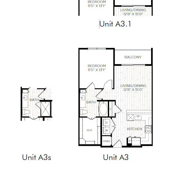 Thumbnail 2 of 2 the floor plans for unit a3 and a4 at Aurora Watson Branch, Mansfield, Texas