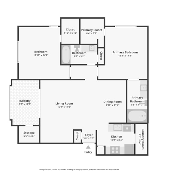 Thumbnail 2 of 2 Two bedroom floor plan with balcony and storage at TalaVera Apartments, San Antonio, 78232