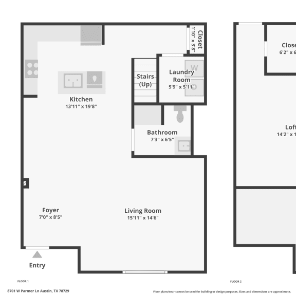 Thumbnail 2 of 2 One Bedroom Townhome Floor Plan at Artisan Apartments & Shops, Austin, TX 78729