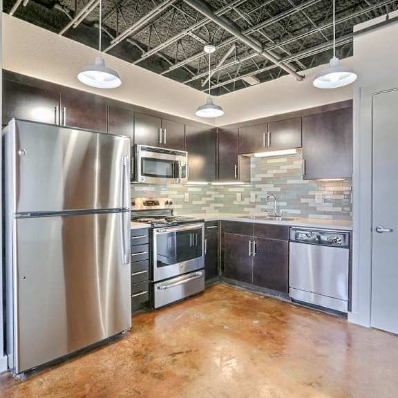 unit 5 kitchen at 3333 elm street lofts in deep ellum, dallas, texas, tx