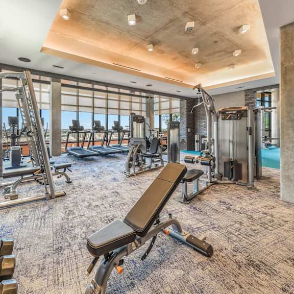 fitness center at the hamilton at the epic in deep ellum, dallas, texas, tx