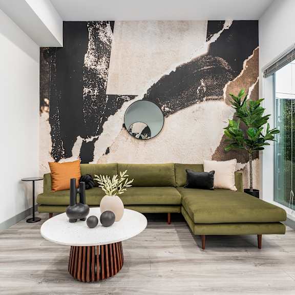 modern living room at lido apartments - 4025 grandview, california