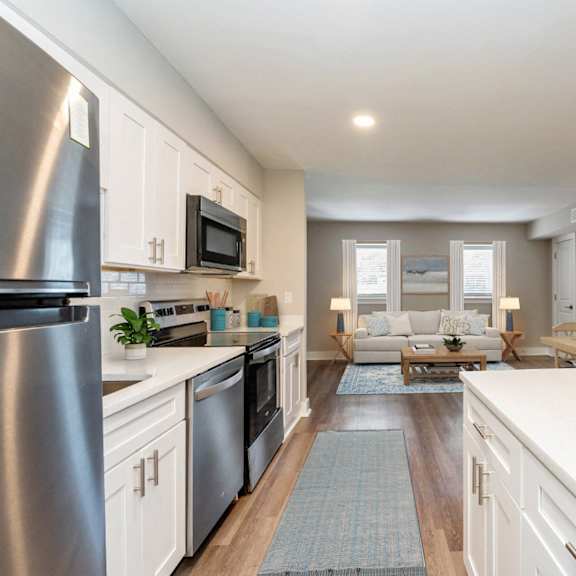 open kitchen at the courtyards of chanticleer apartments, virginia beach