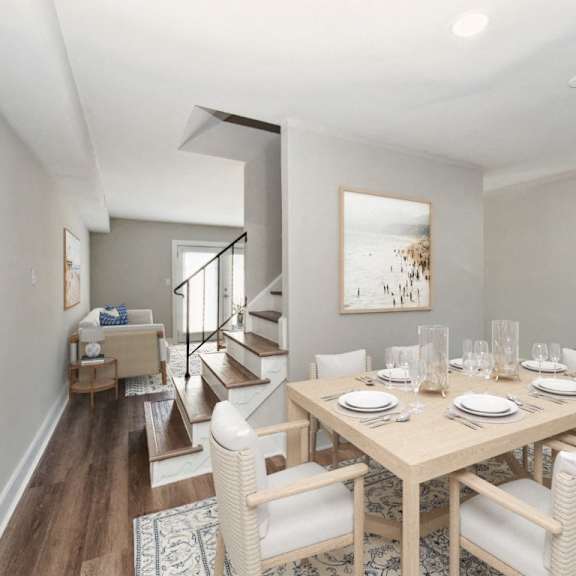 dining room at the courtyards of chanticleer apartments, virginia beach, va